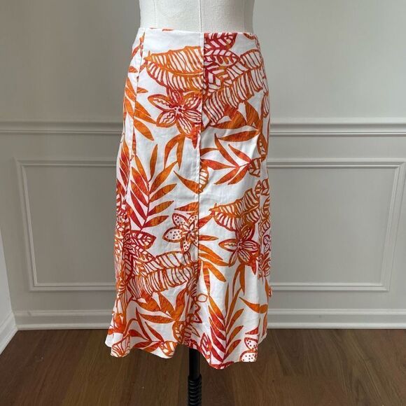 Joseph Ribkoff Skirt Suit Cut Out Jacket Orange Abstract Print 12 - Picture 12 of 15